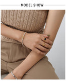 EXQUISITE Gold Plated Titanium Steel AAA+ Cubic Zirconia Simulated Diamonds Tennis Chain Bracelet for Women - The Jewellery Supermarket