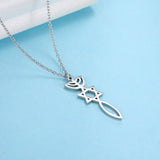 NEW Messianic Pendant Menorah David’s Star with Fish Symbol Carved Jewelry Holy Land - The Jewellery Supermarket