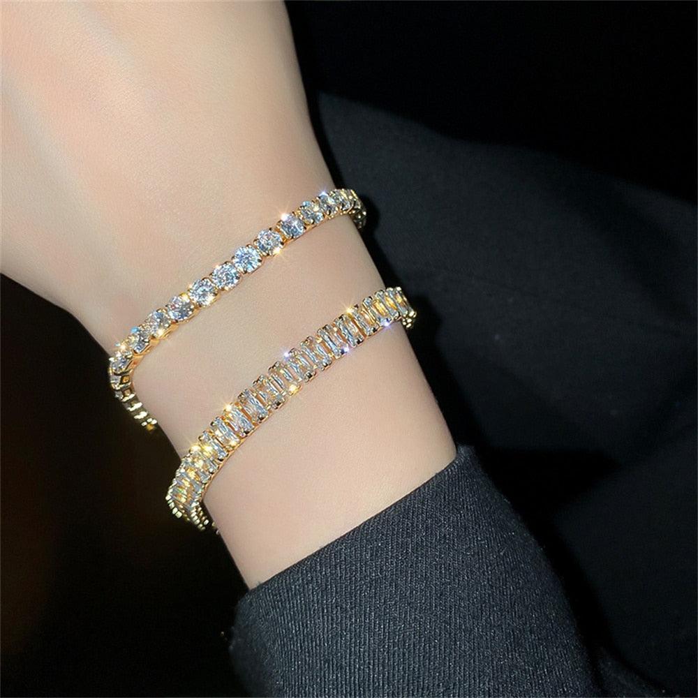 Exquisite Geometry AAA+ Cubic Zirconia Tennis Bracelets for Women - Crystal Fashion Bracelets - The Jewellery Supermarket