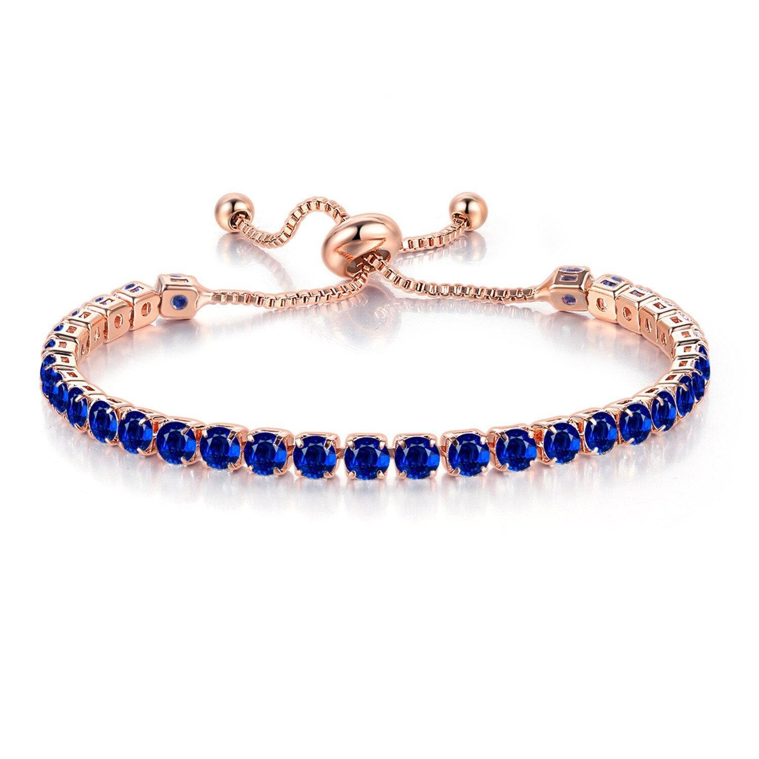 CHARMING Adjustable Colorful Birthstone AAA CZ Crystals MUlticolour Tennis Bracelets for Women - The Jewellery Supermarket