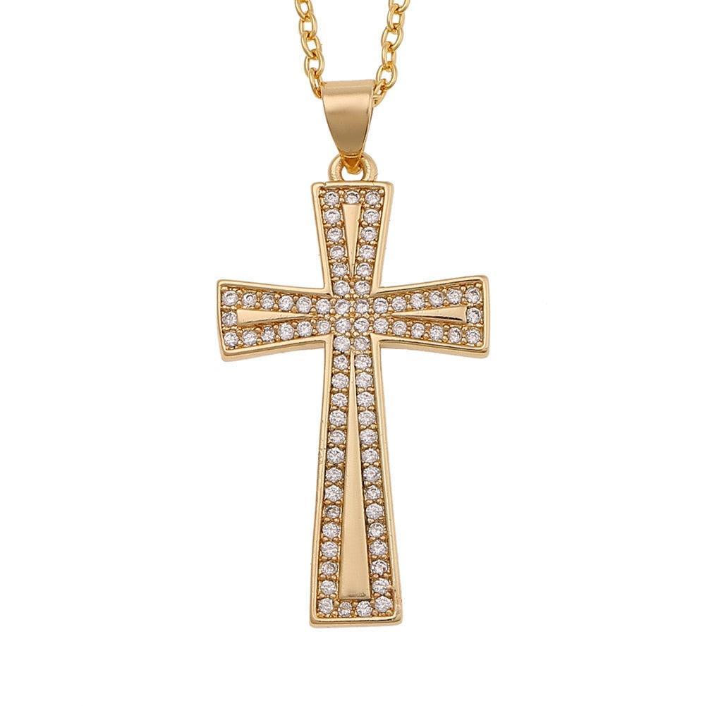 Attractive Christian Cross Shiny Pave AAA Zircon Crytals Necklaces - Religious Jewellery Gifts - The Jewellery Supermarket