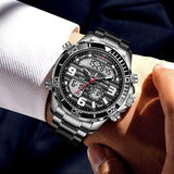 NEW MENS WATCHES - Dual Display Stainless Steel Sport Waterproof Sports Watch - The Jewellery Supermarket