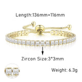 NEW Adjustable Various Size Clear AAA+ Zircon Diamonds Geometric Tennis Bracelets For Women - The Jewellery Supermarket