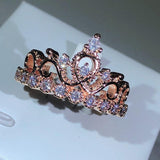 NEW Silver Birthstone Princess Jewelry Romantic Fashion AAAA Quality CZ Diamonds Crown Ring - The Jewellery Supermarket