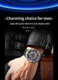 NEW MENS WATCHES - Dual Display Stainless Steel Sport Waterproof Sports Watch - The Jewellery Supermarket