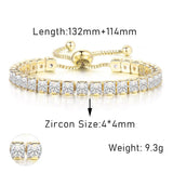 NEW Adjustable Various Size Clear AAA+ Zircon Diamonds Geometric Tennis Bracelets For Women - The Jewellery Supermarket