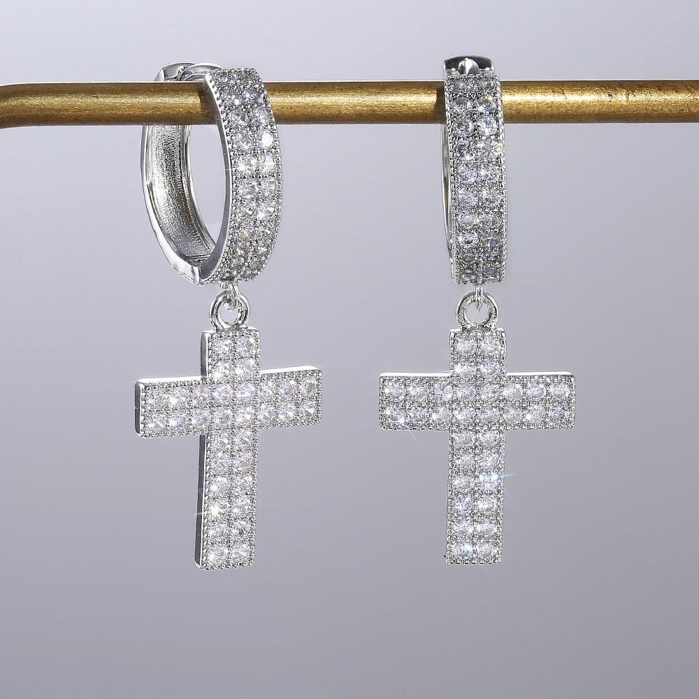 Dazzling Arrow Christian Cross-shape Drop Earrings for Women/Men - AAA Zirconia Crystals Fashion Earrings - The Jewellery Supermarket
