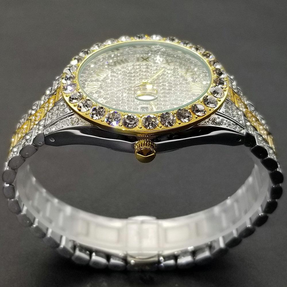NEW Brand Luxury Roman Ice Out Automatic Date Full Simulated Diamonds Luminous Hip Hop Men Watches - The Jewellery Supermarket