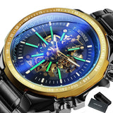 NEW - Luxury Men Gold Skeleton Luminous Military Automatic Mechanical Waterproof Watch - The Jewellery Supermarket