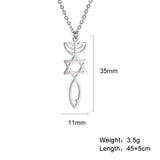 NEW Messianic Pendant Menorah David’s Star with Fish Symbol Carved Jewelry Holy Land - The Jewellery Supermarket