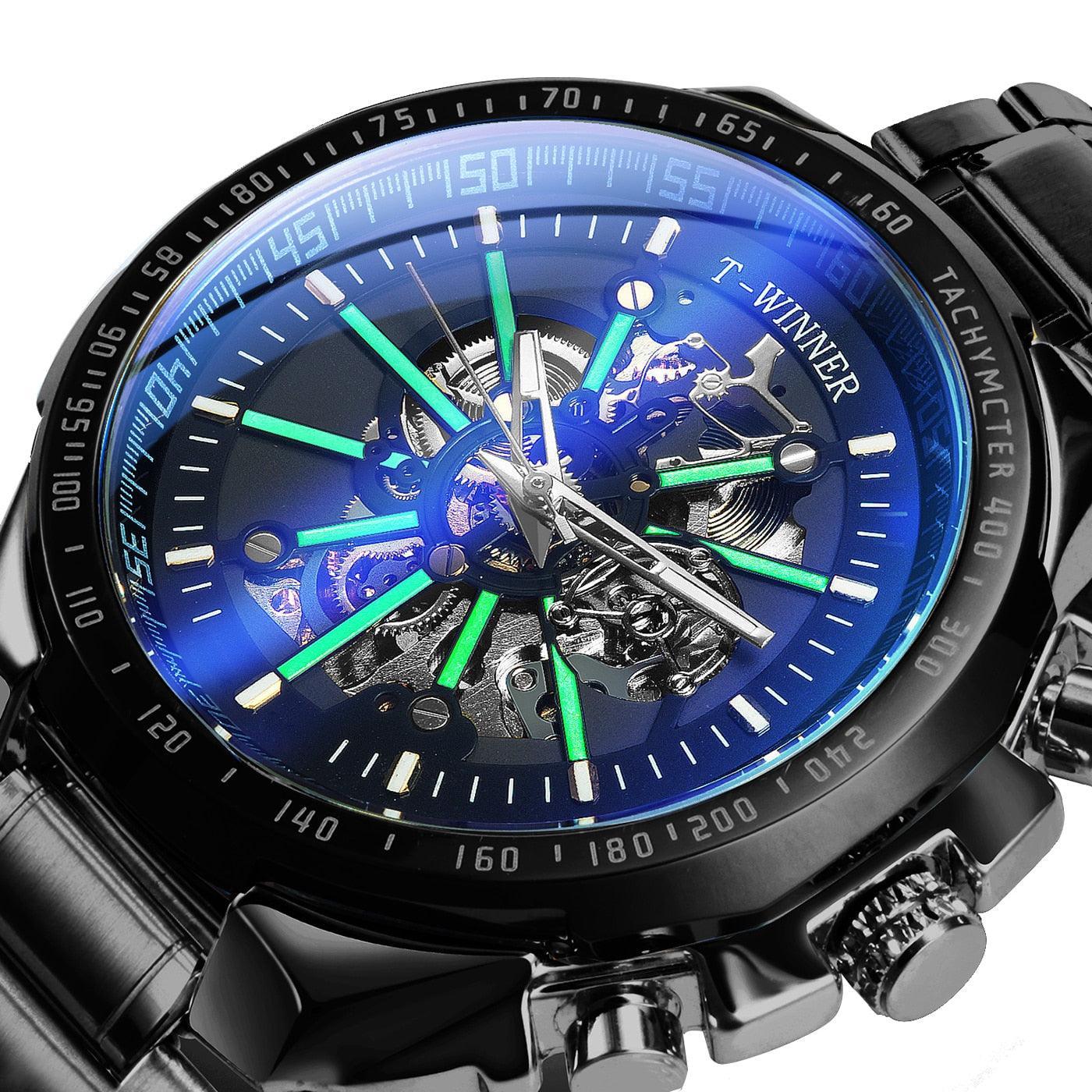 NEW - Luxury Men Gold Skeleton Luminous Military Automatic Mechanical Waterproof Watch - The Jewellery Supermarket
