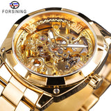 NEW - Luxury Men Golden Luminous Hands Skeleton Transparent Retro Watch