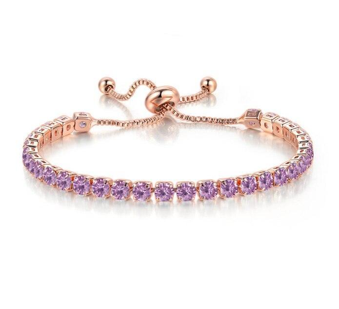 CHARMING Adjustable Colorful Birthstone AAA CZ Crystals MUlticolour Tennis Bracelets for Women - The Jewellery Supermarket