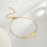 Best Seller - Christian Simple Chain Stainless Steel Cross Charm Bracelets Bangles - Religious Jewellery - The Jewellery Supermarket