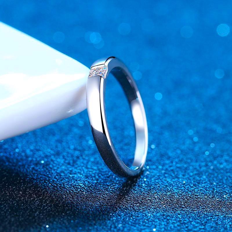 Admirable 0.3CT Princess Cut High Quality Moissanite Diamonds Lab Diamond Simple Unisex Rings Set - The Jewellery Supermarket