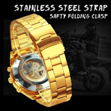 NEW - Luxury Men Gold Skeleton Luminous Military Automatic Mechanical Waterproof Watch - The Jewellery Supermarket