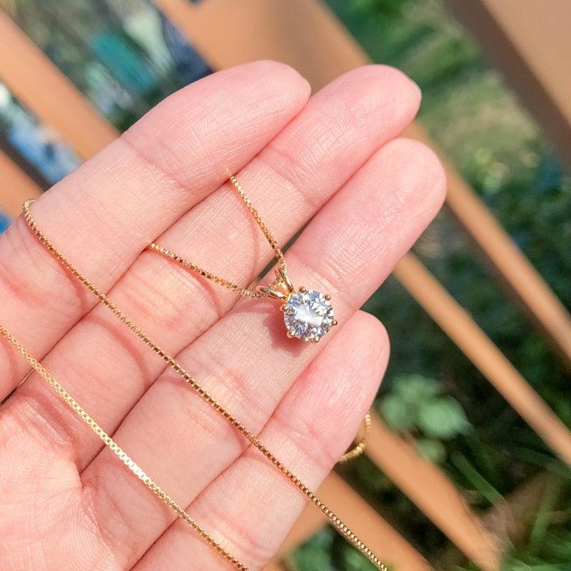 Lovely 1 Carat D Color ♥︎ High Quality Moissanite Diamond ♥︎ Real Silver Pendant Necklace - The Jewellery Supermarket