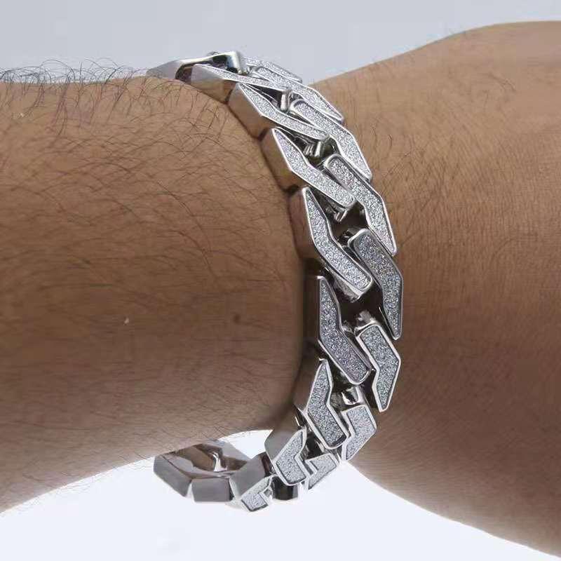 NEW Luxury Top Brand  2pcs Gold Colour Cuban Chain Male Bling Iced Out Wristwatch Bracelet for Men - The Jewellery Supermarket