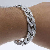 NEW Luxury Top Brand  2pcs Gold Colour Cuban Chain Male Bling Iced Out Wristwatch Bracelet for Men - The Jewellery Supermarket