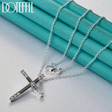 Fashion Religious 925 Sterling Silver AAA+ Zircon Cross Pendant Necklace - Charm Jewellery - The Jewellery Supermarket