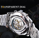 NEW - Luxury Mens Stainless Steel Skeleton Mechanical Waterproof Watch - The Jewellery Supermarket