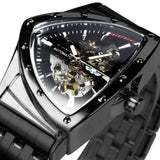 NEW - Luxury Men Gold Black Triangle Skeleton Automatic Mechanical Wristwatch Irregular Watch - The Jewellery Supermarket