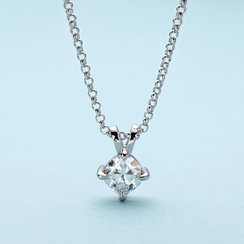 Fabulous 1 Carat D Color Princess/Cushion High Quality Moissanite Diamonds Pendant Necklace - Luxury Jewellery - The Jewellery Supermarket