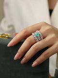 Brilliant Supernatural Luxury AAA+ Zirconia Geometric Aquamarine Fashion Ring - The Jewellery Supermarket