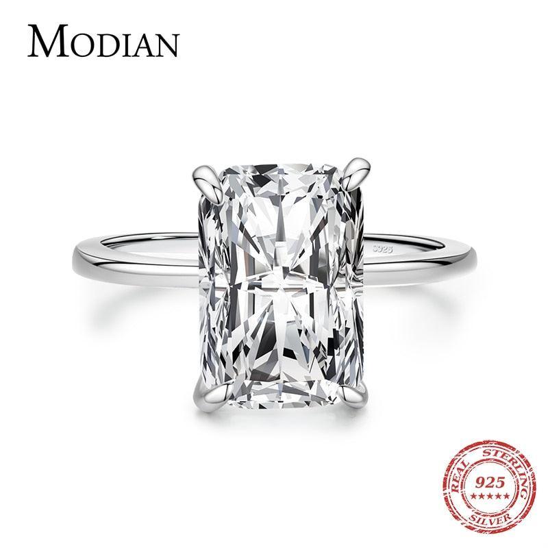 Luxury 925 Silver Rectangular Classic AAA+ Cubic Zirconia Ring - The Jewellery Supermarket