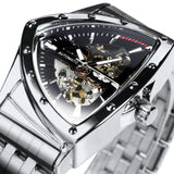 NEW - Luxury Men Gold Black Triangle Skeleton Automatic Mechanical Wristwatch Irregular Watch - The Jewellery Supermarket
