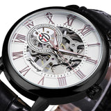 NEW - Luxury Mens Gold Mechanical Skeleton Leather Forsining 3d Hollow Watch - The Jewellery Supermarket