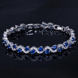 5 Colors Options Fashion Ladies Silver Plated AAA+ Cubic Zirconia Simulated Diamonds Royal Blue Tennis Bracelets - The Jewellery Supermarket