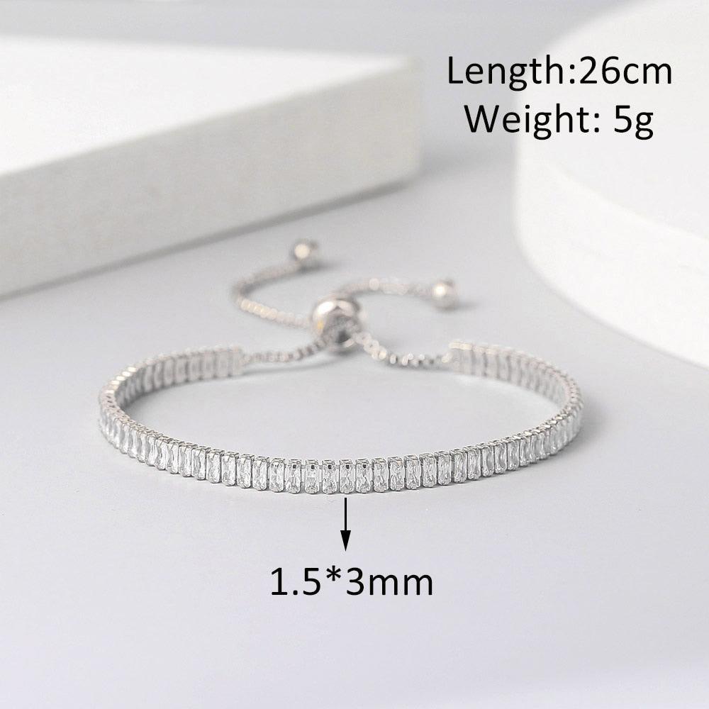 NEW Adjustable Various Size Clear AAA+ Zircon Diamonds Geometric Tennis Bracelets For Women - The Jewellery Supermarket
