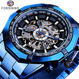 NEW - Luxury Mens Stainless Steel Skeleton Mechanical Waterproof Watch - The Jewellery Supermarket