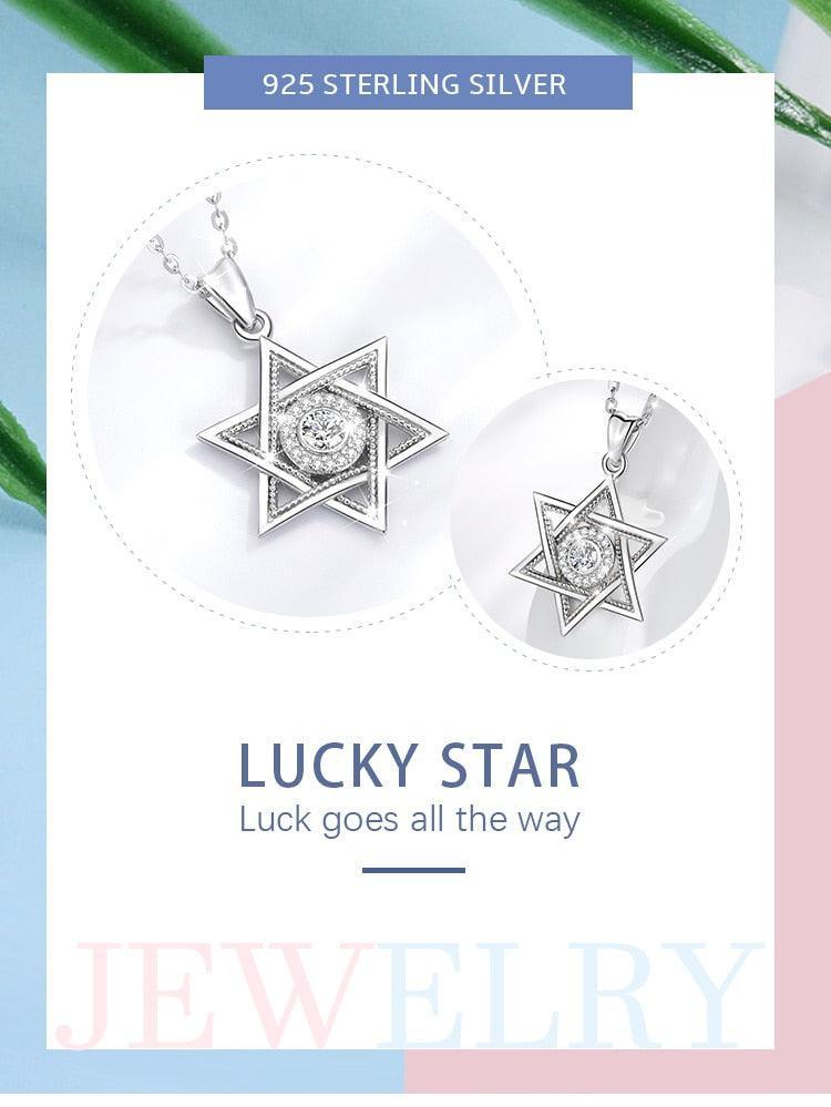 NEW Silver Star of David AAA+ Cubic Zirconia Hexagram Pendant Necklace - The Jewellery Supermarket