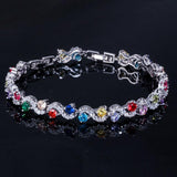 5 Colors Options Fashion Ladies Silver Plated AAA+ Cubic Zirconia Simulated Diamonds Royal Blue Tennis Bracelets - The Jewellery Supermarket