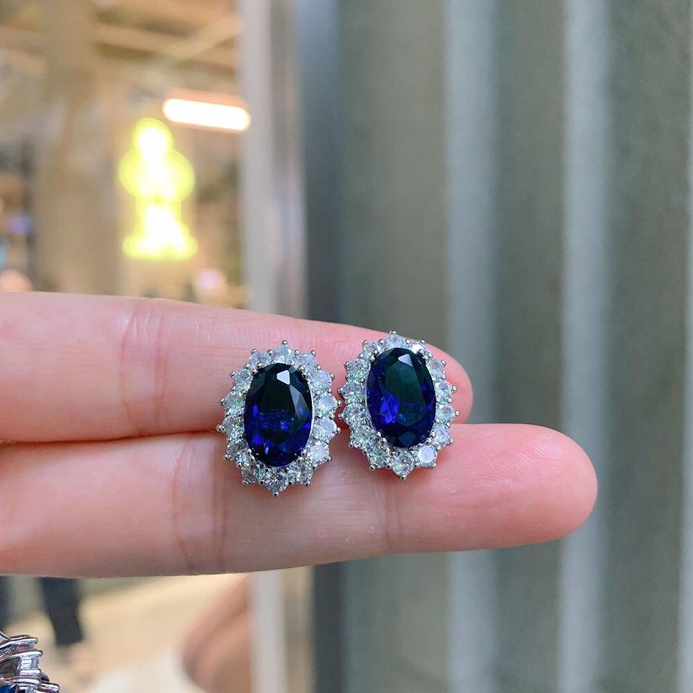 NEW ARRIVALS - Charming Lab Tanzanite Sapphire Gemstone Lab Diamond Fine Jewelry Sets - The Jewellery Supermarket