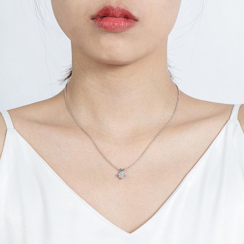 Fabulous 1 Carat D Color Princess/Cushion High Quality Moissanite Diamonds Pendant Necklace - Luxury Jewellery - The Jewellery Supermarket