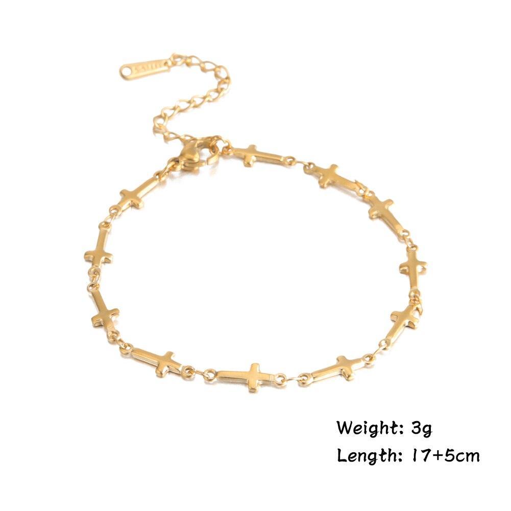 Popular Gold Color Cross Stainless Steel Jesus Christian Chain Bracelets for Women - Religious Jewellery - The Jewellery Supermarket