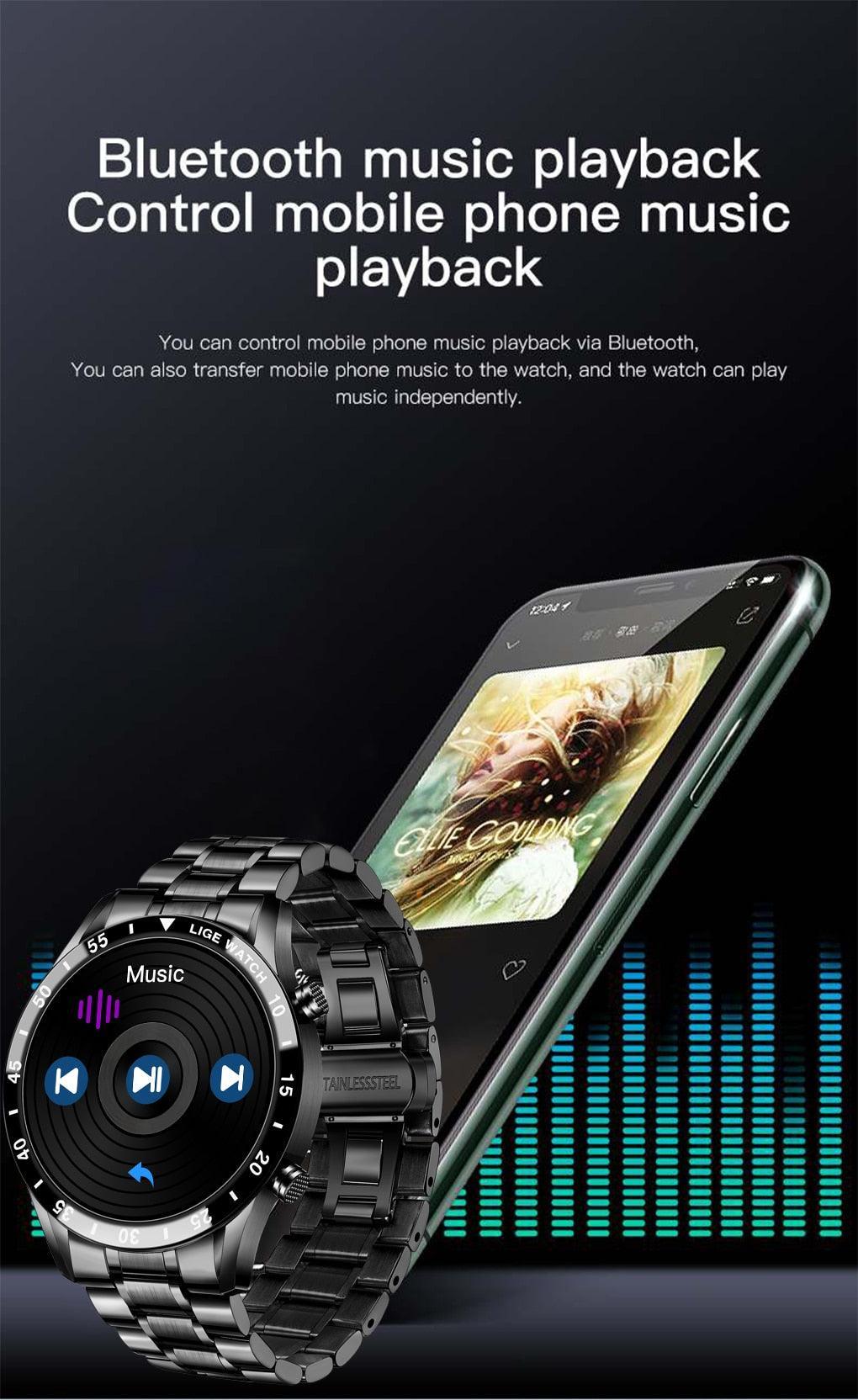 NEW MENS WATCHES - Full circle touch screen steel Band luxury Bluetooth call Sport Activity Smart watch - The Jewellery Supermarket