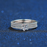 Attractive 2pcs Solid 0.5ct VVS1 14K WGP High Quality Moissanite Diamonds Rings Set - Luxury Jewellery