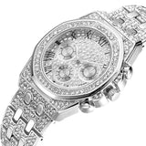 NEW Luxury Top Brand  2pcs Gold Colour Cuban Chain Male Bling Iced Out Wristwatch Bracelet for Men - The Jewellery Supermarket