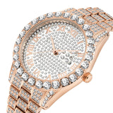 Attractive Full Iced Out Quartz Hip Hop Gold Colour Simulated Diamonds Bracelet + Watches Set for Men - The Jewellery Supermarket