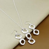 NEW ARRIVAL - Silver Round Square Necklace Earring Set For Woman - Fashion Charming Jewellery - The Jewellery Supermarket