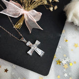 Charming Silver Colour Luxury Women White Crystal Pendant Necklace - Cute Cross Religious Necklace - The Jewellery Supermarket