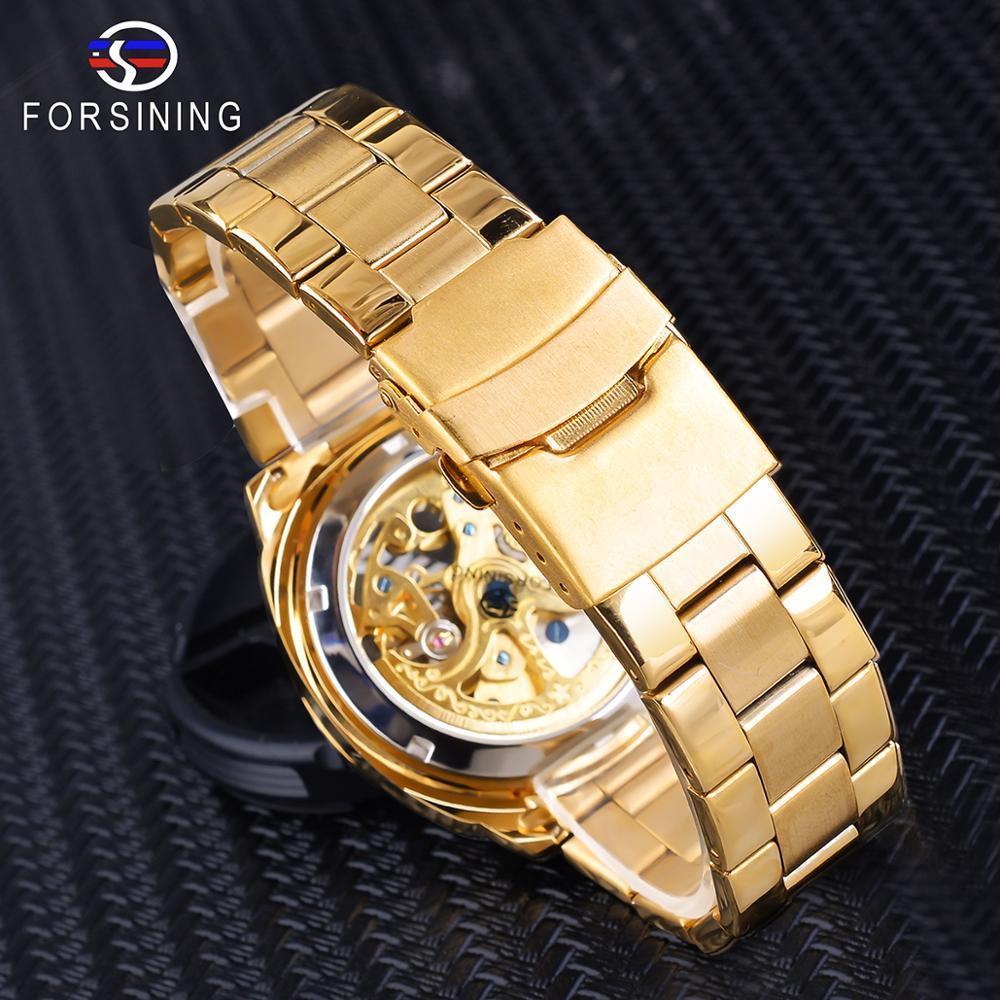 NEW - Luxury Men Golden Luminous Hands Skeleton Transparent Retro Watch - The Jewellery Supermarket