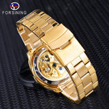 NEW - Luxury Men Golden Luminous Hands Skeleton Transparent Retro Watch - The Jewellery Supermarket