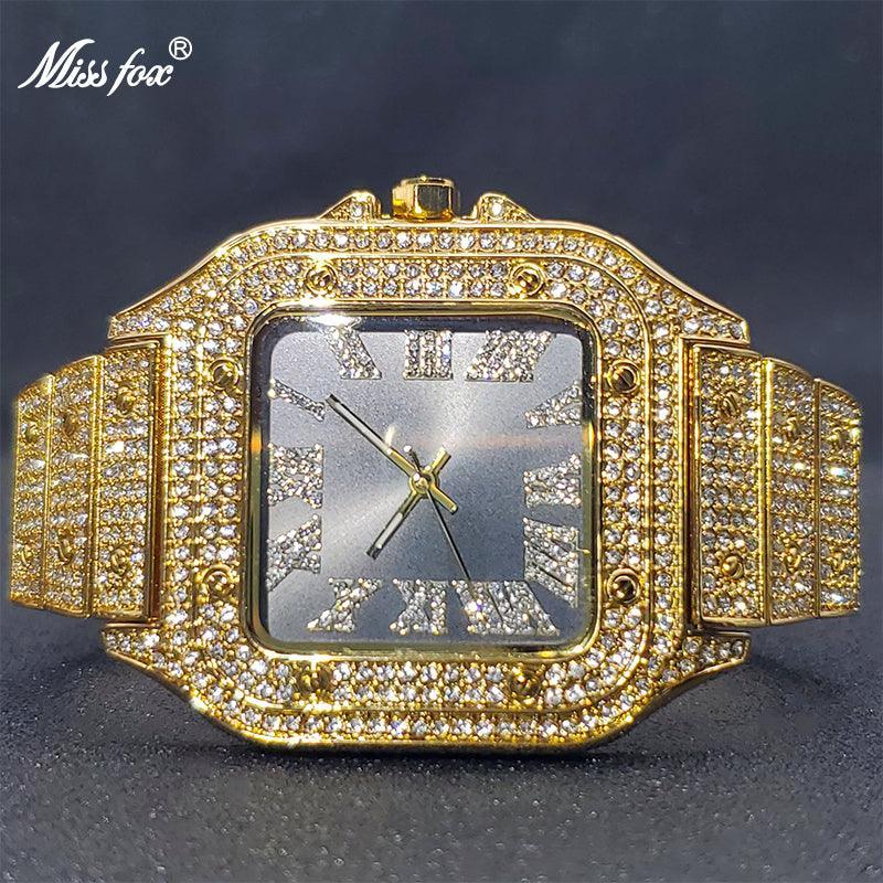 Luxury Couple Ice Gray Square Diamond Limited Edition Watches - The Jewellery Supermarket