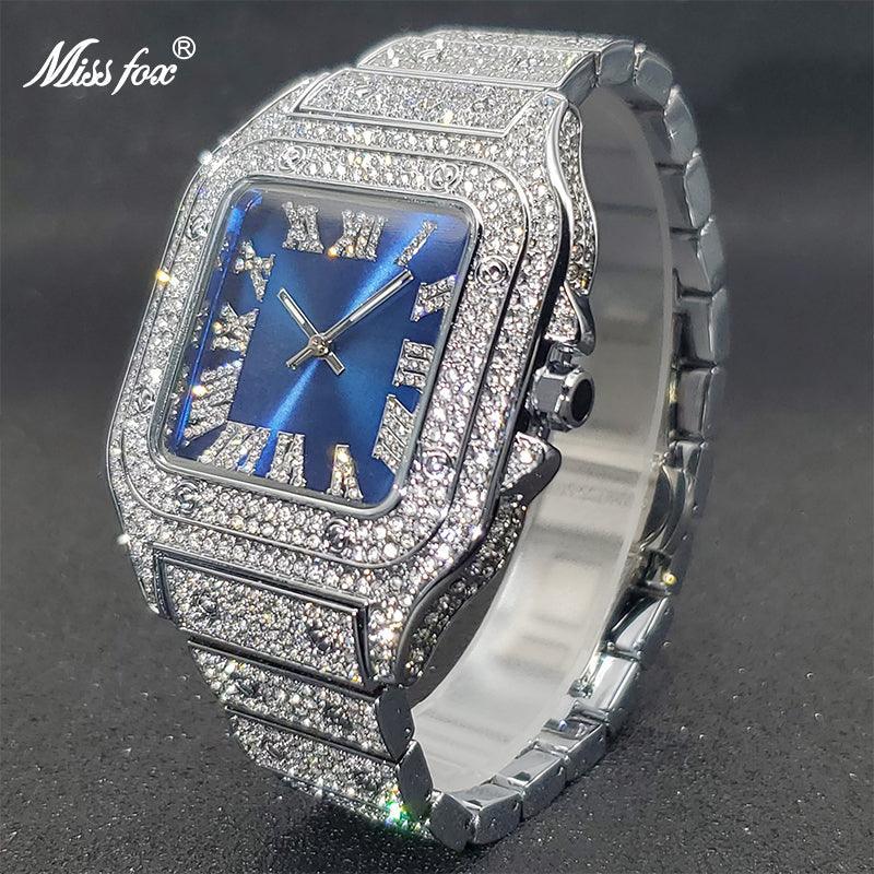Luxury Couple Ice Gray Square Diamond Limited Edition Watches - The Jewellery Supermarket