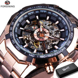 NEW - Luxury Mens Stainless Steel Skeleton Mechanical Waterproof Watch - The Jewellery Supermarket